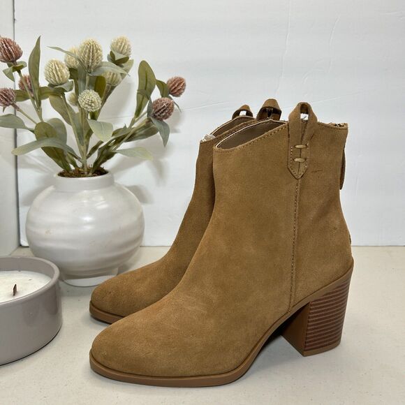 Mia Rhys Heeled Suede Bootie Leather Pull On Brown Women's US 6M NWOB - Picture 3 of 10